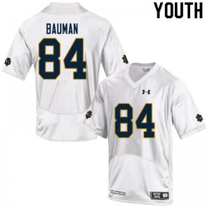 Notre Dame Fighting Irish Youth Kevin Bauman #84 White Under Armour Authentic Stitched College NCAA Football Jersey ONW6199WL